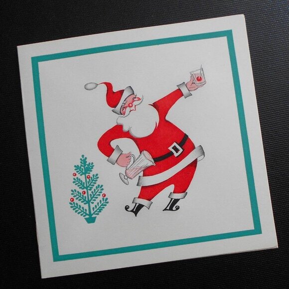 Drunk Santa 10 Card Lot Funny Twas Night Before Chirstmas Parody Mid Century